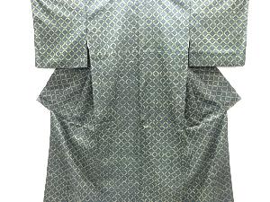 斜め格子模様織り出し西陣伝承紬着物